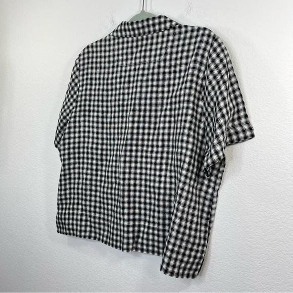 QUINCE 100% European Linen Short Sleeve Shirt Classic Mini Gingham size Large - Picture 4 of 9